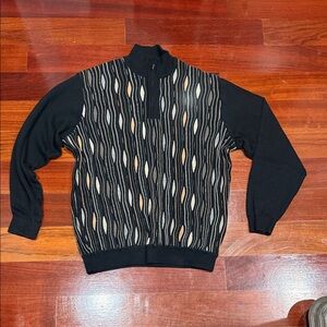 Men's Black and Gray Zip-Up Sweater
